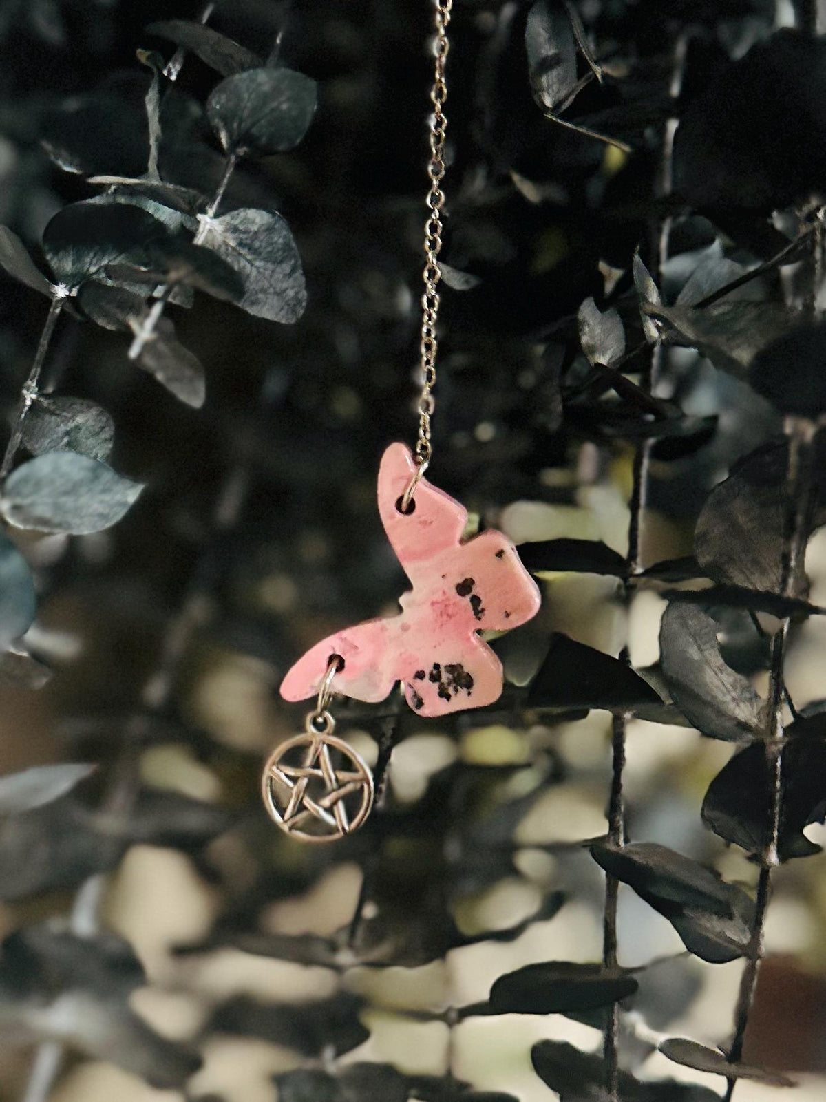 Rhodocrosite Butterfly Pendulums